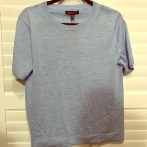 Short sleeve light blue sweater